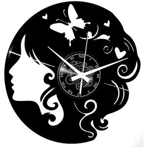 Instant Karma Clocks Wandklok, vinyl, vlinder, voor dames, kapsel, schoonheidscentrum