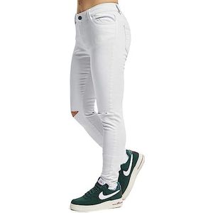 Urban Classics Dames Cut Knee broek, wit (White 220), 30W x 31L, Wit.