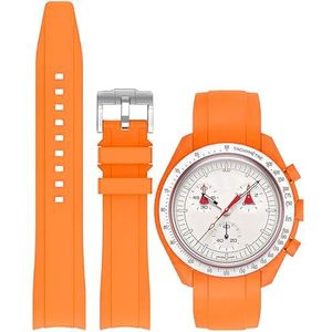 Niziruoup Siliconen horlogebandjes voor Omega x Swatch MoonSwatch Speedmaster/Rolex Watch 20 mm, zacht, reservearmband, gebogen, zonder gaten, reservebandjes voor mannen en vrouwen, Amber