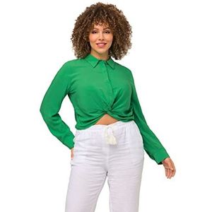 Ulla Popken Hemdbluse Kurz Mit Knotendetail Blouse Femme, Grasgrün, 44-46