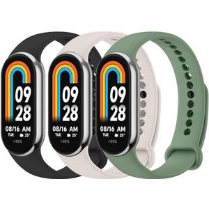 3-pack sportbandjes voor Mi Band 8, zachte siliconen vervangende band voor Mi Band 8 strap, Smart Band 8 Fitness Tracker