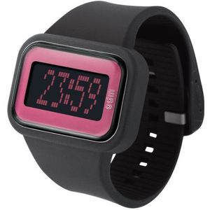 ODM - DD125A-3 �– uniseks horloge – digitaal kwarts – verlichting – zwarte siliconen armband, zwart, riem, zwart., riem