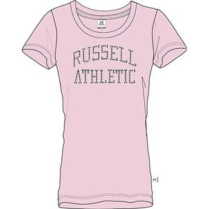 RUSSELL ATHLETIC T-shirt à col rond S/S pour femme, Rose Crandle, S