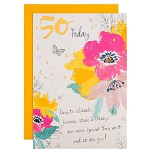 Hallmark Verjaardagskaart voor de 50e verjaardag, motief ""Bloemen"", klassiek design