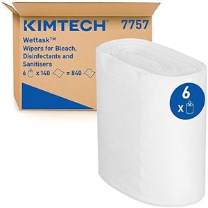 Kimtech Wettask DS Oplosmiddel 7757 industriële doekjes, 6 rollen x 140 witte reinigingsdoekjes (840 stuks)