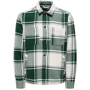 ONLY & SONS Onsmace Ovr LS Geruit T-shirt voor heren, Winter Moss.