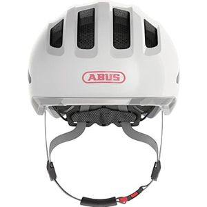 ABUS Smiley 3.0 ACE LED kinderhelm fietshelm met licht - diepe snit en ruimte voor een vlecht - meisjes en jongens - wit glanzend M