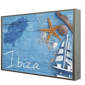 Frame van gelakt hout, wit verlicht, met led-licht Ibiza