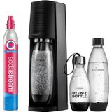 SodaStream Terra Sodamaker met CO2-cilinder, 2 x 1 l vaatwasmachinebestendige kunststof fles en 1 x 0,5 l vaatwasmachinebestendige kunststof fles, hoogte 44 cm, zwart