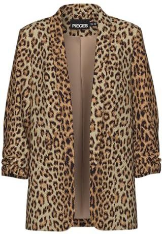 Pieces Pcboss Noos 3/4 bedrukte blazer voor dames, Natuurlijk.