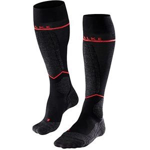 FALKE SK4 Energizing Light damesski-sokken van scheerwol in zwart en blauw met lichte vulling en compressie en fijne skisokken