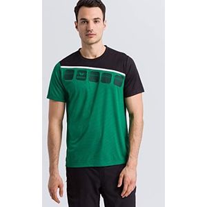Erima 5-C T-shirt voor heren (1 stuk), smaragd / zwart / wit