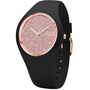 Ice-Watch - ICE glitter Black Rose-Gold - Zwart dameshorloge met siliconenband - 001353 (Medium)