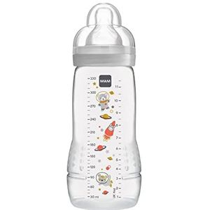 MAM Easy Active-waterfles (330 ml), baby waterfles met MAM maat 2 speen in SkinSoft-siliconen, melkfles met ergonomische vorm, 4+ maanden, space