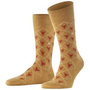 Burlington Lobster herensokken ademend duurzaam biologisch katoen halverwege de kuit fantasie patroon 1 paar, Beige (Toffee 4670)