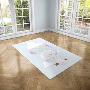Oedim Vloerkleed voor kinderkamer, olifant pvc, 95 x 120 cm, tapijt van pvc, vinylvloer, huisdecoratie, Sintasol-vloer, kinderbeschermingsvloer