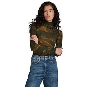 G-STAR RAW Dames shirt met lange mouwen ronde hals, meerkleurig (Cavalry Water Text Camo C565-c815)
