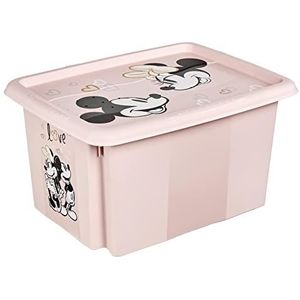 keeeper Minnie Mouse Opbergdoos met deksel, draaibaar, stapelbaar, voor kinderen, 15 liter, Nordic Pink