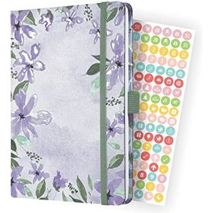 SIGEL J3337 Weekkalender 2023, losse bloemen lila, 13,5 x 20,3 cm, hardcover, 174 pagina's, paars, groen