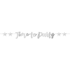Amscan 9908634 - letterbanner ""Time to Party"" zilver - 2,5 m