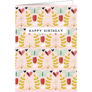 Quire Pretty In Print verjaardagskaart met tulpen en vlinders