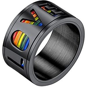 Bandmax LGBT-ring, draaibaar, anti-stress, van roestvrij staal/verguld, uniseks ring met trots, maat 54/57/59/62/64/67, Metaal, Geen edelsteen