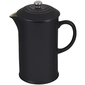 Le Creuset Cafetière French Press van aardewerk met roestvrijstalen stamper, 1 liter, voor 3-4 kopjes, satijnzwart, 91028200000000