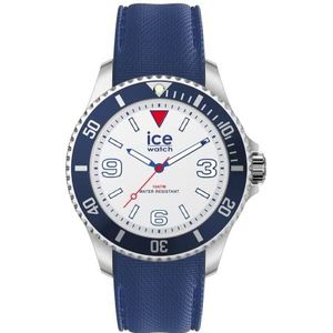 Ice-Watch - ICE Steel White Blue Red - Blauw herenhorloge met siliconen band - 020378 (Medium), Blauw, riem