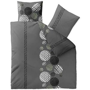 aqua-textil Ciara Beddengoedset, 3-delig, katoen, dekbedovertrek 200 x 220 cm, stippenpatroon, grijs/antraciet/wit
