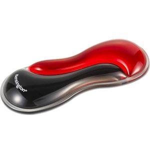 Kensington Dunne gel muis polssteun met laag profiel en controlebal, ergonomische ondersteuning voor pijnverlichting, comfortabele antislip gel, rood, 19,2 x 7,2 x 2,2 cm
