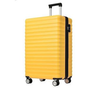 Merax Lichtgewicht ABS-harde kofferset Reiskoffer Uitschuifbare handbagage TSA-slot Telescopische handgreep 4 wielen M-37 x 24,5 x 56,5 cm Geel, Geel, M, harde tas, Geel., Harde hoes
