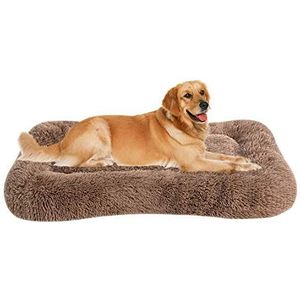 Coohom Luxe huisdierbed voor middelgrote en grote honden, wasbaar, pluche, maat XL, kaki
