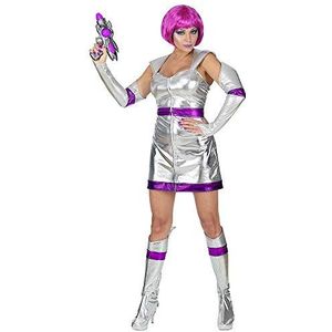 Widmann - Space Girl kostuum, jurk, vingerloze handschoenen, laarshoes, astronaut, ruimte, carnaval, themafeest