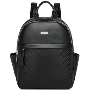 Miss Lulu Elegante damesrugzak van PU-leer, rugzak voor dames, waterdicht, rugzak voor werk, studie, reizen en winkelen, zwart., L, Casual