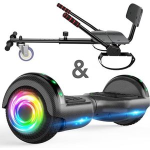 Hoverboard met 6,5 inch combo stoelbevestiging, zelfbalancerend hover board met bluetooth-luidspreker en ledverlichting voor kinderen, meisjes en jongens (inclusief kart)