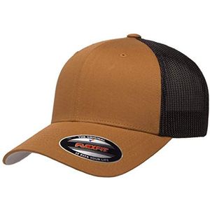 Flexfit Trucker Mesh Fitted Cap-2-Tone, Caramel/Black, OS