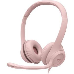 Logitech H390 bedrade hoofdtelefoon voor pc/laptop, stereo hoofdtelefoon met ruisonderdrukkende microfoon, USB-A, lijnbediening, compatibel met Chromebook - roze