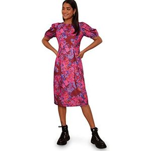 Chi Chi London Midi-jurk voor dames, met korte mouwen, bloemenpatroon, wijnrood, Bordeaux