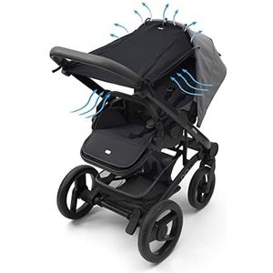 Dooky Universal Cover Black zonwering, weerbestendig voor autostoelen, kinderwagens en kinderwagens (uv-bescherming SPF 40+, TÜV-getest, universele pasvorm), zwart