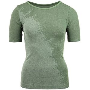 duParc Active Wear Dames Sport T-shirt, naadloos, sneldrogend, gemêleerd, groen, XL, Groen