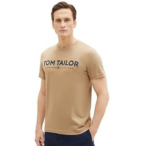 TOM TAILOR 1038663 T-shirt voor heren met logo-print (1 stuk), 10942 - Beach Sand