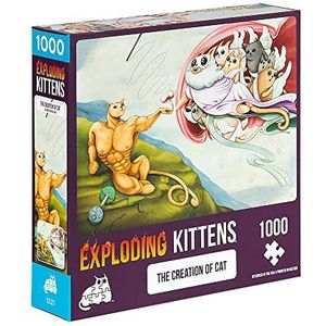 Exploding Kittens Jigsaw puzzels voor volwassenen – Creation of Cat – 1000 stukjes Jigsaw puzzels voor familie plezier en spelnacht