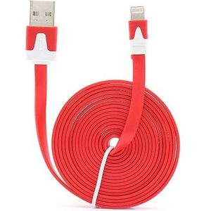 Shot Case Noodle Lightning-kabel 3 m voor iPhone 8 Apple 3 m USB-lader voor smartphone, aansluiting (rood)