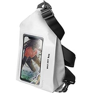 Waterdichte heuptas met afneembare schouderriem, 2 liter, zandbestendig, touchscreen-inzetstuk voor smartphone, wit