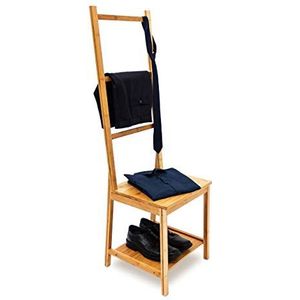 Relaxdays dressboy bamboe, kledingrek, dress-chair, kledingstandaard, hout bruin