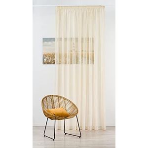 Mendola Interior Ashby Sheer Curtain Natural Linen Tape, cappuccino, 300 x 260 cm