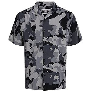 Jack & Jones Jcohunt Camo Reggie Resort Shirt Ss pour homme, Gris foncé, S