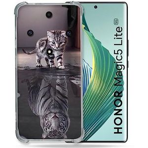 Cokitec Versterkte beschermhoes voor Honor Magic 5 Lite Animal Cat Reflect