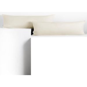 DecoKing 2 kussenslopen 20 x 145 cm, jerseykatoen, rits, ecru barnsteen, 2 stuks