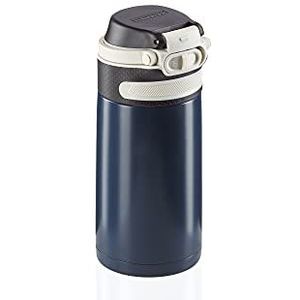 Leifheit Flip thermosfles (350 ml) met schroefsluiting, reisbeker met 100% lekvrije sluiting, lekvrije beker met eenhandsopening, donkerblauw
